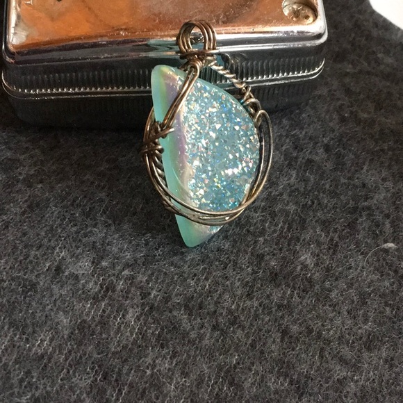 Light Blue Druzy Pendant - Picture 2 of 12